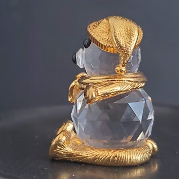 VTG Swarovski Trimlite‎ Crystal Holiday Teddy Bear with Gold Hat and Scarf 80's - Picture 4 of 7